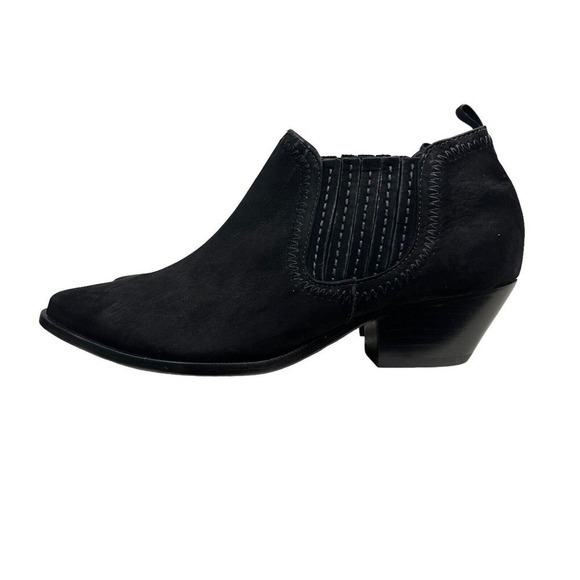Schutz Jaqueline Bootie Black Nubuck Pull Up Side Gore Pointed Toe Women Sz 7.5B - Picture 3 of 8